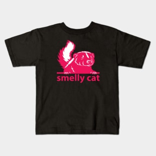 Smelly Cat - Pink on Black Kids T-Shirt